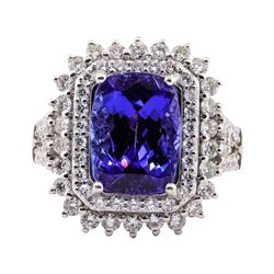 5.59 ctw Tanzanite and Diamond Ring - Platinum