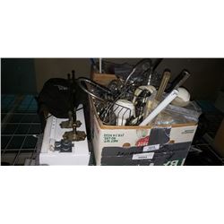 2 BOXES FAUCETS AND BATHROOM ITEMS