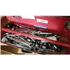 Image 3 : RED TOOLBOX WITH WRENCHES, SOCKETS AND SHOP SUPPLIES