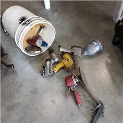 Bucket of various air tools