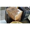 Image 5 : 2 VINTAGE METAL CONTAINERS AND SEWING BASKET AND LIQUOR CASE