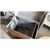 Image 6 : 2 VINTAGE METAL CONTAINERS AND SEWING BASKET AND LIQUOR CASE