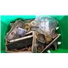 Image 3 : 2 BASKETS AND BOX OF VINTAGE DOOR KNOBS, HARDWARE, MECHANISMS