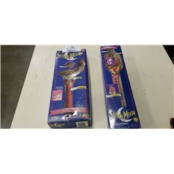 SAILOR MOON MOON SCEPTER AND COSMIC CRESCENT WAND - CRESCENT WAND MISSING JEWEL RING