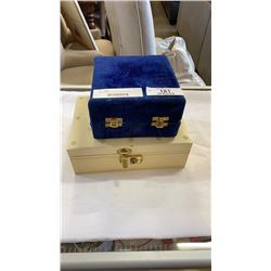 JEWELLERY BOX W/ CONTENTS AND JEWELLERY CASE W/ RHINESTONE JEWELLERY