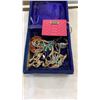 Image 3 : JEWELLERY BOX W/ CONTENTS AND JEWELLERY CASE W/ RHINESTONE JEWELLERY