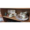 Image 1 : LARGE PORCELAIN PLATE, 2 TEACUPS AND SAUCERS, CHINA MUG, GHERARDINI FORKS AND SPOONS, CERAMIC FIGURE