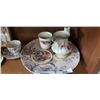 Image 2 : LARGE PORCELAIN PLATE, 2 TEACUPS AND SAUCERS, CHINA MUG, GHERARDINI FORKS AND SPOONS, CERAMIC FIGURE