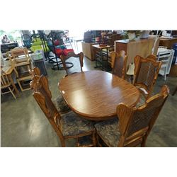 OAK DINING TABLE AND 6 CHAIRS