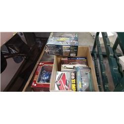 BOX OF REVELL DIE CAST AND MODEL CARS AND ROAD LEGENDS MOTORCYCLE