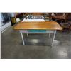 Image 1 : ANTIQUE PINE FARMHOUSE KITCHEN TABLE WITH DRAWER - ORIGINAL PAINT EXCEPT FOR DRAWER