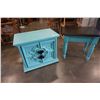 Image 1 : 2 TEAL PAINTED NIGHTSTANDS
