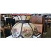 Image 3 : VINTAGE FLOOR LAMP WITH GLASS SHADE PAINTED WITH HORSE SCENES