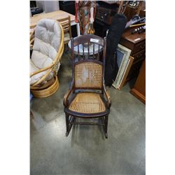 ANTIQUE WICKER BACK ROCKING CHAIR