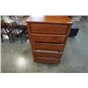 Image 2 : WOOD 5 DRAWER CHEST OF DRAWERS