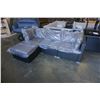 Image 1 : BRAND NEW RATTAN OUTDOOR 4 PIECE MODULAR SECTIONAL SOFA W/ DARK GREY CUSHIONS - RETAIL $1299 POWDER 