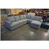 Image 1 : BRAND NEW LIGHT GREY FABRIC 5 PIECE MODULAR AND REVERSIBLE SECTIONAL SOFA - RETAIL $3699