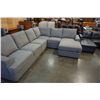 Image 2 : BRAND NEW LIGHT GREY FABRIC 5 PIECE MODULAR AND REVERSIBLE SECTIONAL SOFA - RETAIL $3699