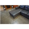 Image 8 : BRAND NEW GREY AIR LEATHER 2 PC SECTIONAL SOFA W/ CUPHOLDERS, AND REMOVABLE PILLOW BACKS, RETAIL $13