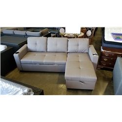 BRAND NEW PULL OUT SOFA BED RETAIL $1199 GREY FABRIC W/ STORAGE  83  X 52 