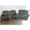 Image 3 : BRAND NEW MODERN VELVET 3 PIECE SOFA SET W/ DROP DOWN CONSOLE AND ROCKING RECLINER - RETAIL $2899