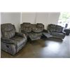 Image 7 : BRAND NEW MODERN VELVET 3 PIECE SOFA SET W/ DROP DOWN CONSOLE AND ROCKING RECLINER - RETAIL $2899