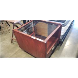 LARGE GLASSTOP ONE DRAWER ENDTABLE