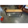 Image 1 : VINTAGE BROWN LEATHER WALNUT ENTRY BENCH