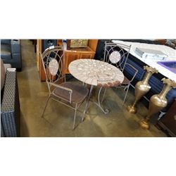 METAL AND TILE TOP BISTRO SET - 3 LOOSE PIECES