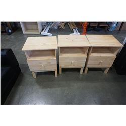 3 PINE 1 DRAWER NIGHTSTANDS