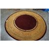 Image 1 : 8 FOOT ROUND HAND TUFTED WOOLEN RUG BURGUNDY AND GOLD