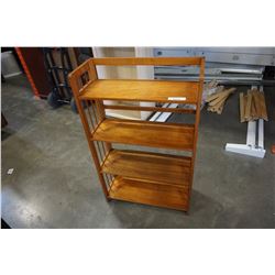 ANTIQUE OAK FOLDING SHELF MADE IN PEOPLES REPUBLIC OF CHINA - APPROX 46 INCHES TALL