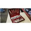 Image 1 : ANTIQUE OAK CUTLERY CANTEEN W/ COMMUNITY CUTLERY SET