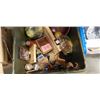 Image 2 : 2 TOTES OF WOODEN AND ASSORTED COLLECTIBLE ESTATE ITEMS