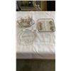Image 1 : SILVER OVERLAY CREAM AND SUGAR SET , TRAY AND ETCHED GLASS TRAY