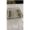 Image 2 : SILVER OVERLAY CREAM AND SUGAR SET , TRAY AND ETCHED GLASS TRAY