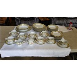 MIKASA CASTLE BERRY CHINA SET, 8 CUPS AND SAUCERS, CREAM AND SUGAR, PLATTERS, BOWLS AND PLATES 8 PLA