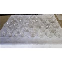 LOT OF CRYSTAL DRINKING GLASSES AND SHOOTERS AND SUNDAE DISHES