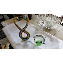 ART GLASS BASKET AND CENTERPIECE