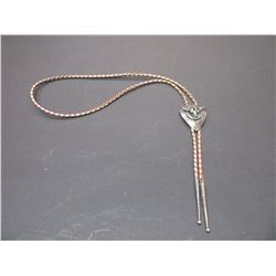 Marked Sterling Steer Head Bolo Tie- 19"