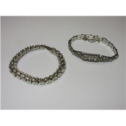 2- 1930'S Costume Jewelry Bracelets W Faux Rhinestones And Sapphires
