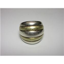 Unmarked Sterling And Brass Ring- Size 8
