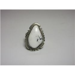 Marked Sterling GL White Buffalo Ring- Size 6.5