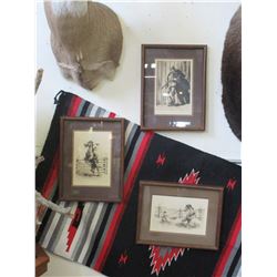 Set Of 3 Ralph Heinz Drawings- "Making It Look Easy"  11/20- "Monkey- The Wild Mare" 11/20- "Scout" 