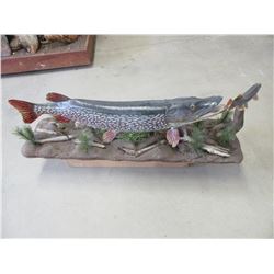 Pike Mount Chasing A Small Fish- 41" X 11"
