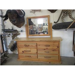 Log Dresser W/ Mirror- 72" W X 36" H X 22" D