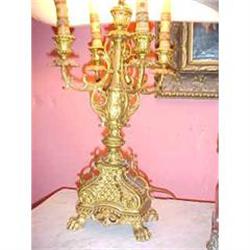 Pair of French Antique Bronze Lamps #1081386