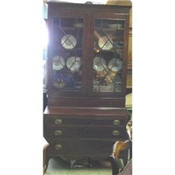 Antique Mahogany Secretary Desk Cabinet #1081388