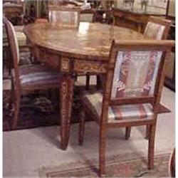 ANTIQUE INLAID ITALIAN DINING TABLE & CHAIRS #1081406