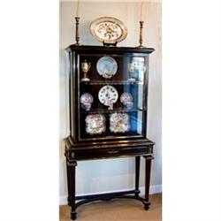 Fine ebony and brass vitrine display cabinet  #1081434